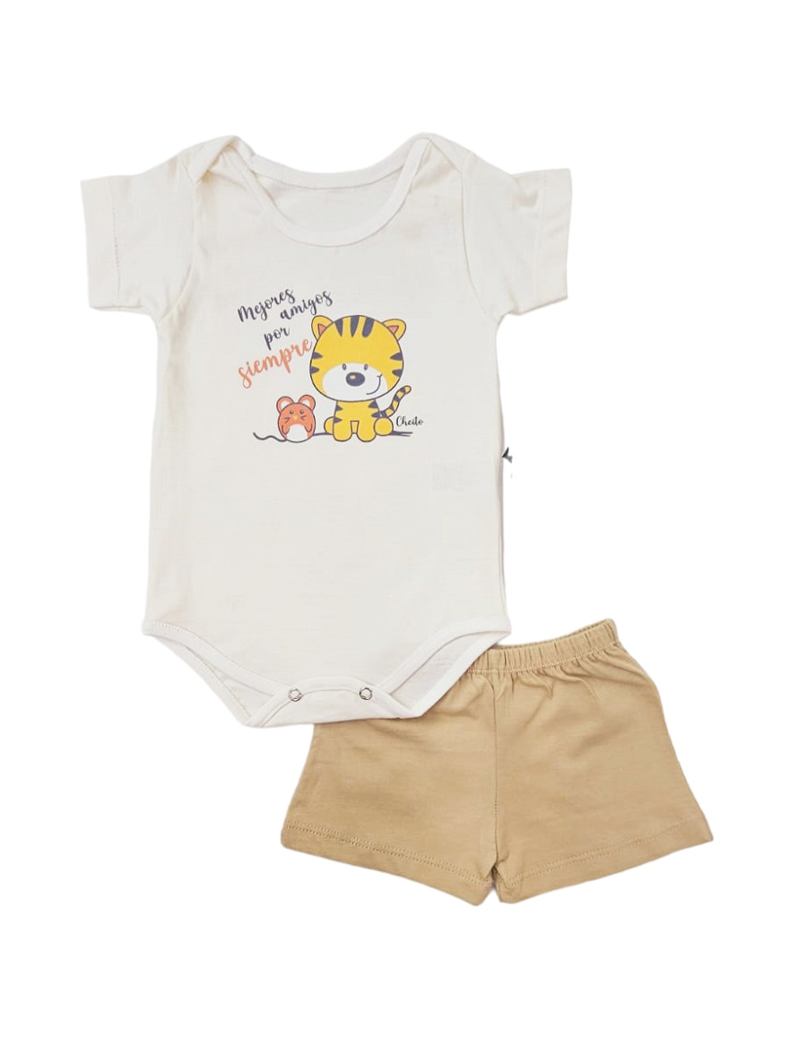 CONJUNTO ART.7412 T.12 M BODY CON SHORT ESTAMPA TIGRE
Talles: 12M