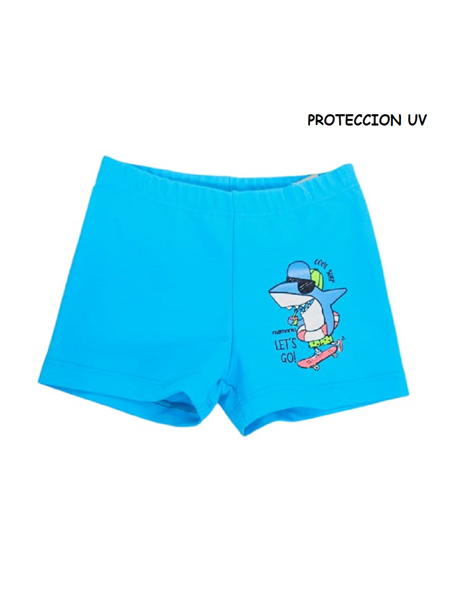 SHORT DE BAÑO ART.2551 T.4/6/8/10/12 VARON UV LISO CON ESTAMPA TIBURON
Talles: 2 A 12