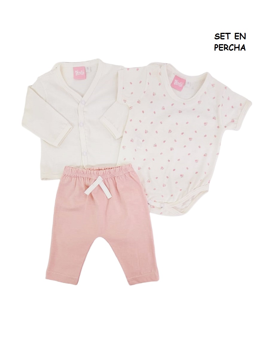 PACK ART.97532 T.0/1/3 3 PZ BEBA BODY M/C LIBERTY, PANTALON Y SAQUITO NATURAL
Talles: 0/1/3