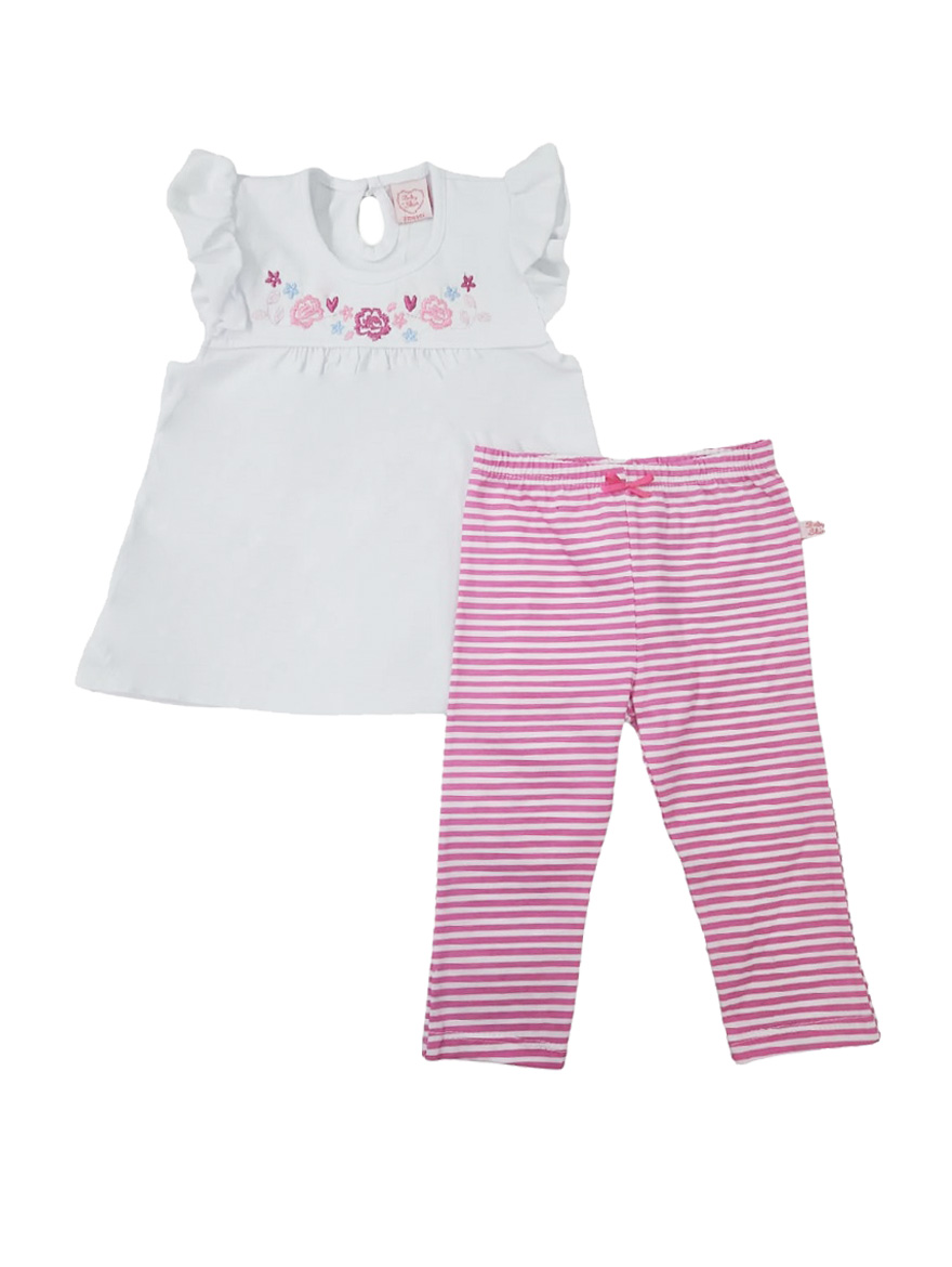 CONJUNTO ART.6500 T.12/18/24M BEBA REMERA BORDADA CALZA RAYADA
Talles: 12 a 24M