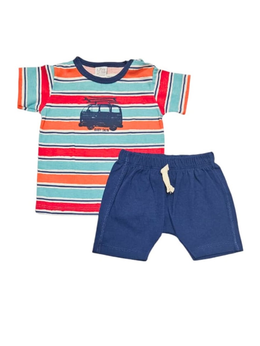 CONJUNTO ART.6635 T.6/9/12/18/24M BEBE REMERA RAYADA Y EST JEEP. CON SHORT
Talles: 6 A 24M