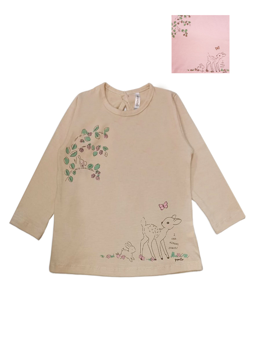 REMERA ART.271307 T.12/18/24/36/48M BEBA CON ESTAMPA GUARDA BAMBI
Talles: 12 A 48M