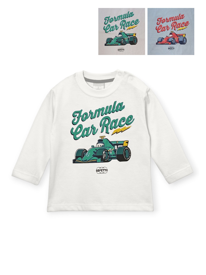 REMERA ART.273307 T.12/18/24/36/48M BEBE CON ESTAMPA FORMULA CAR RACE
Talles: 12 A 48M